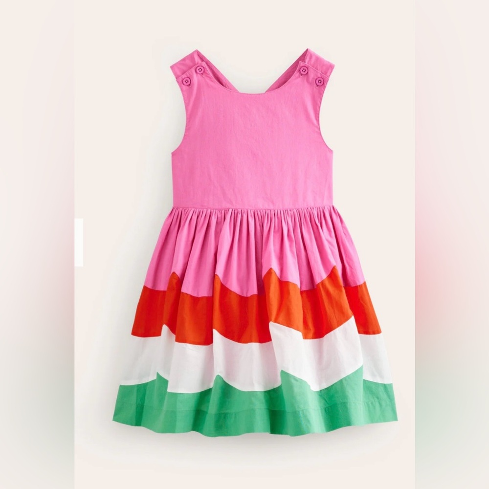 Mini Boden Pink and Colorful Wave Dress